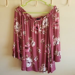 Women's Blouse Flower Rose Shirt NWT